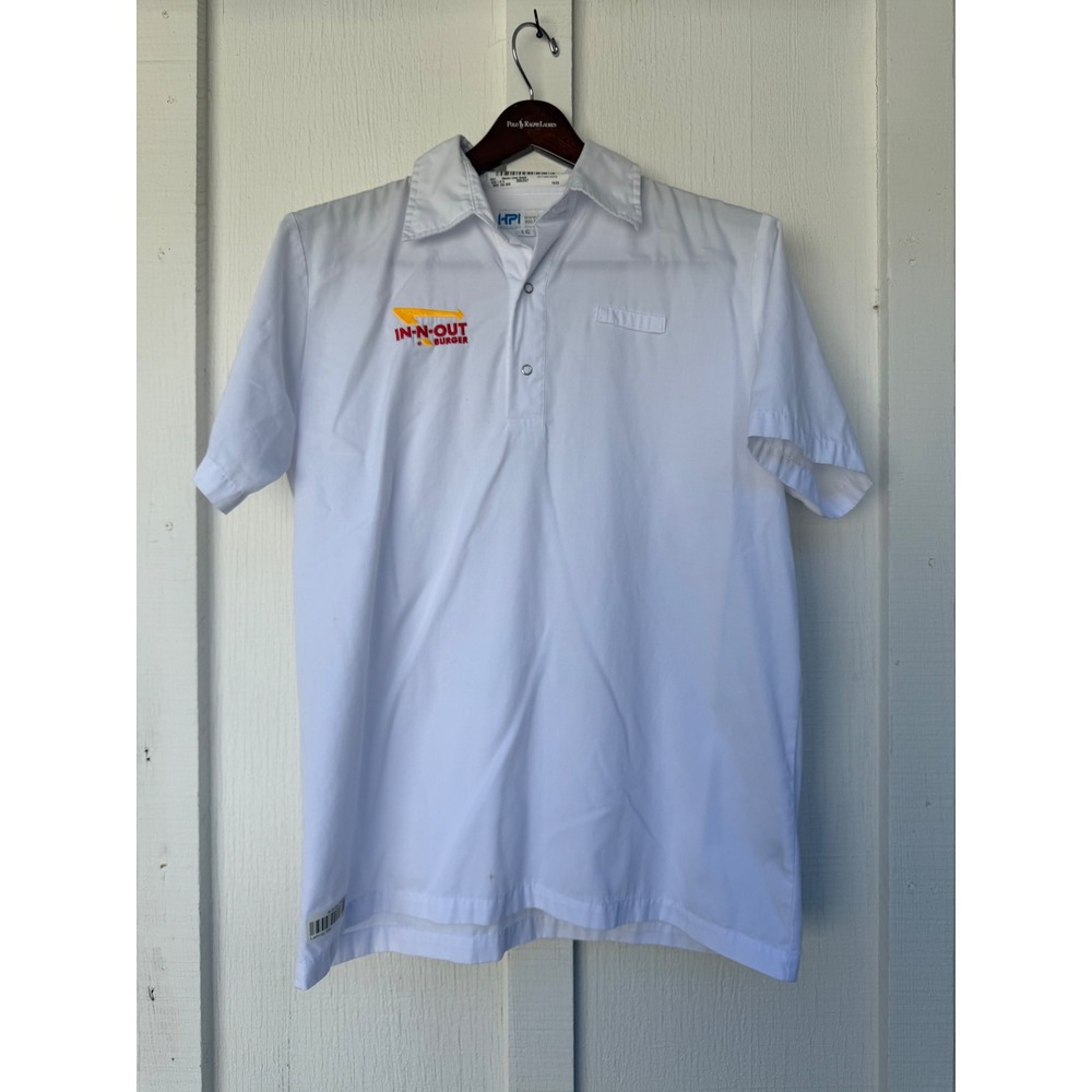 In-N-Out Burger Employee Uniform Shirt Mens Large White Short Sleeve HPI Work